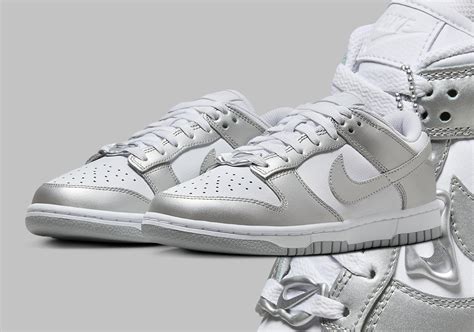 metallic silver Nike dunk